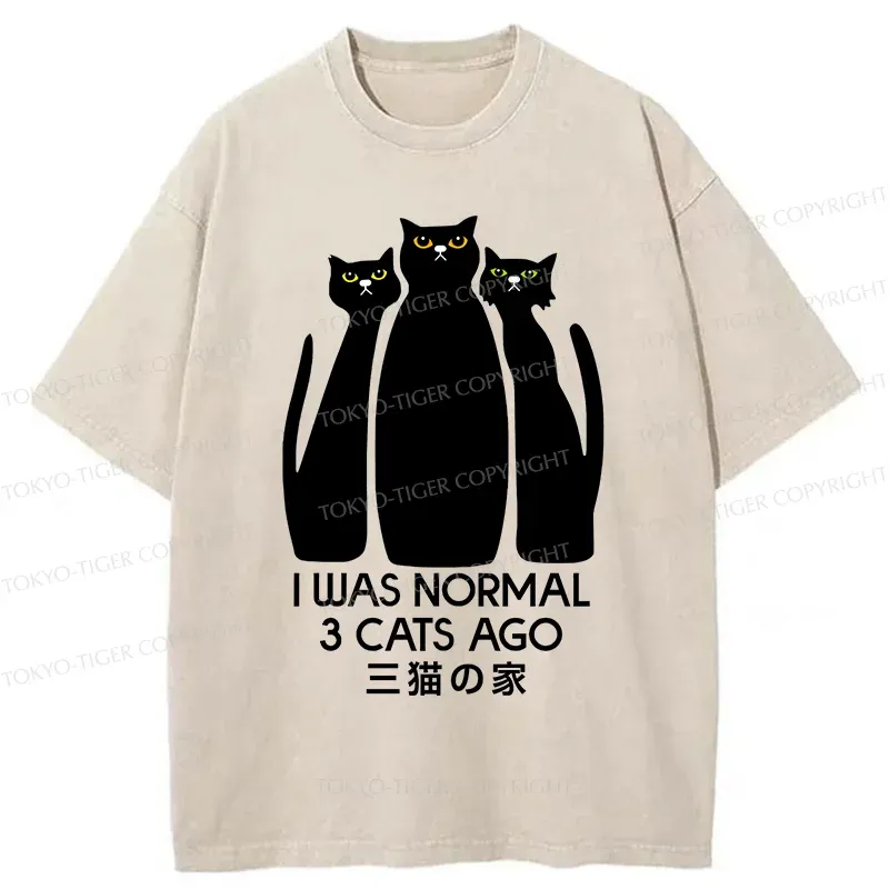 Tokyo-Tiger Three Cats House Washed T-Shirt