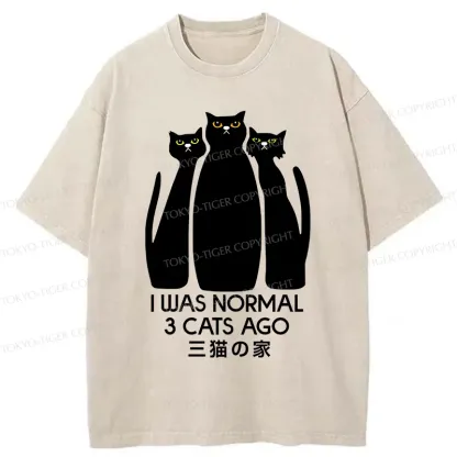 Tokyo-Tiger Three Cats House Washed T-Shirt
