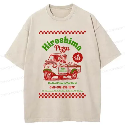 Tokyo-Tiger Pizza Delivery Washed T-Shirt