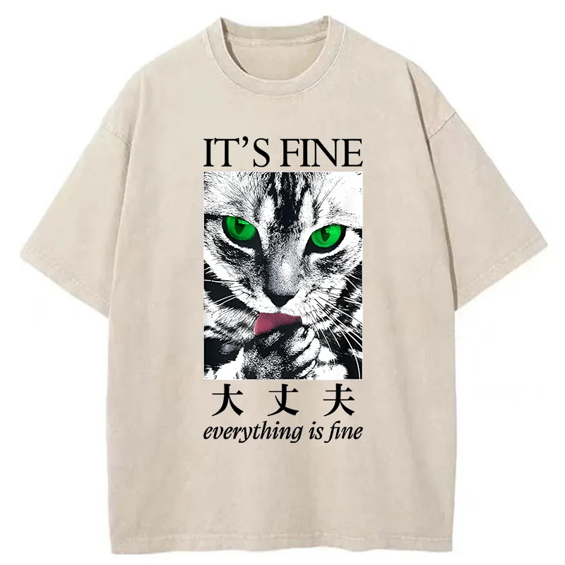 Tokyo-Tiger Cat Is Fine Washed T-Shirt