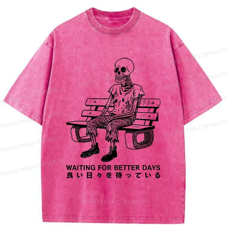Tokyo-Tiger Waiting Skeleton Washed T-Shirt
