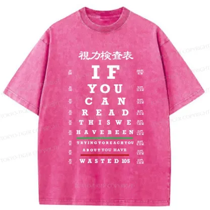 Tokyo-Tiger Funny Eye Exam Chart Washed T-Shirt