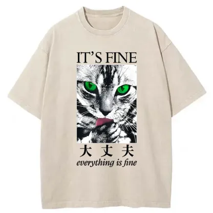Tokyo-Tiger Cat Is Fine Washed T-Shirt