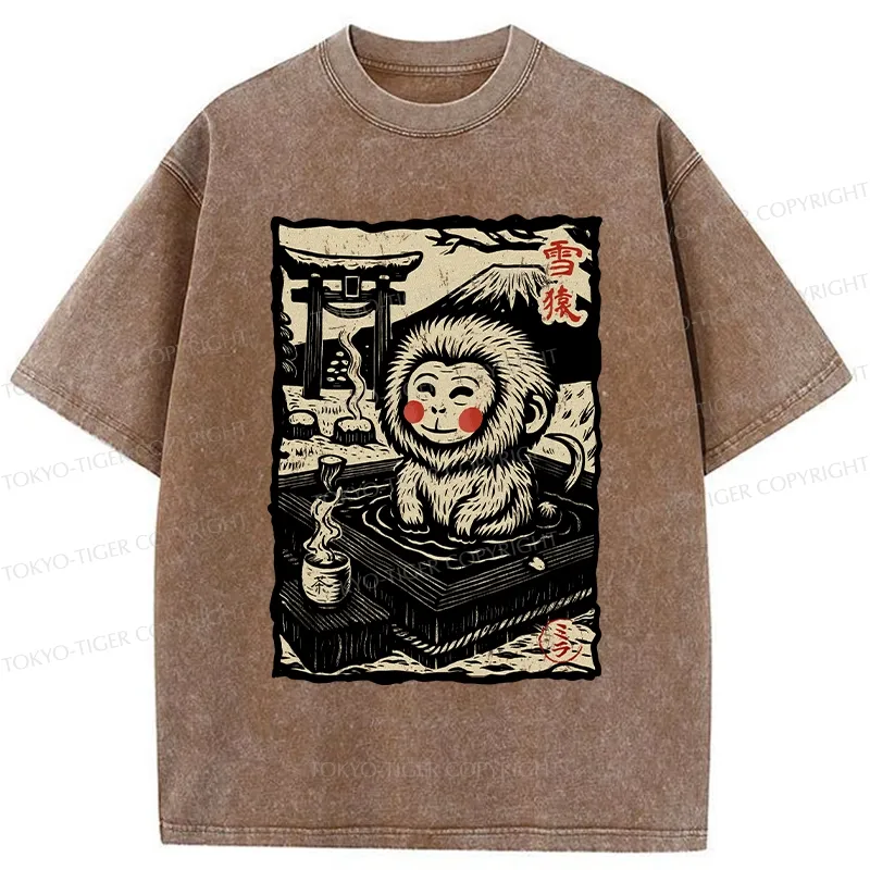 Tokyo-Tiger Japanese Snow Monkey Washed T-Shirt