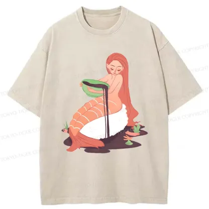 Tokyo-Tiger Sushi Mermaid Washed T-Shirt