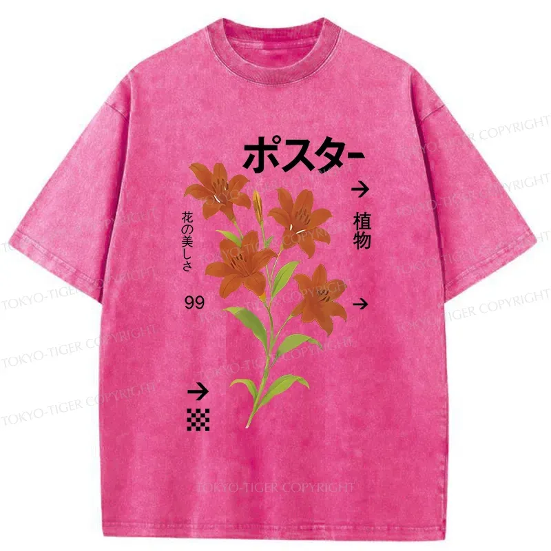 Tokyo-Tiger Japanese Lily Washed T-Shirt