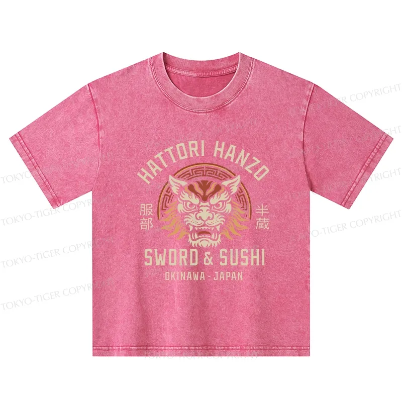 Tokyo-Tiger Hattori Lion Japanese Samurai Kids Washed T-Shirt