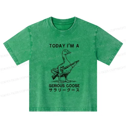 Tokyo-Tiger Serious Stupid Goose Kids Washed T-Shirt