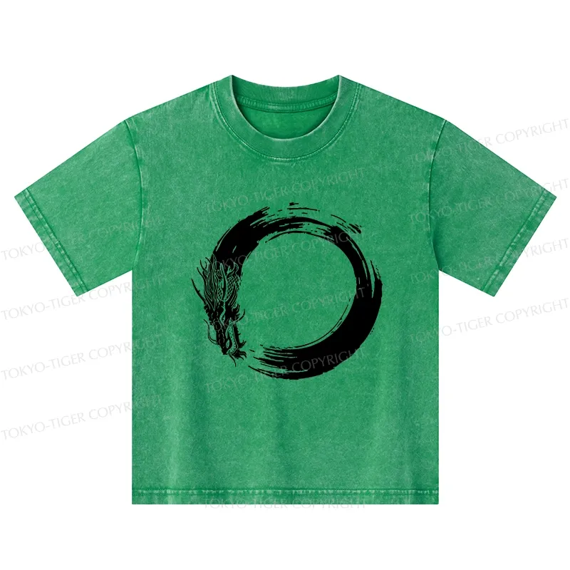 Tokyo-Tiger Dragon's Circle Kids Washed T-Shirt