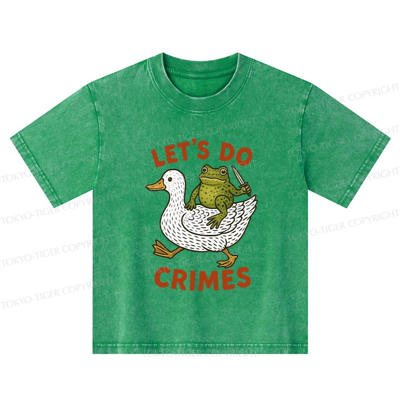 Tokyo-Tiger Frog Ready To Commit Crime Kids Washed T-Shirt