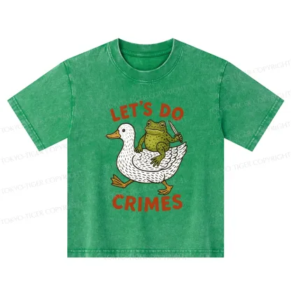 Tokyo-Tiger Frog Ready To Commit Crime Kids Washed T-Shirt