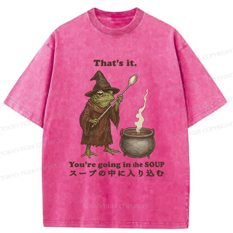 Tokyo-Tiger Funny Frog Soup Washed T-Shirt