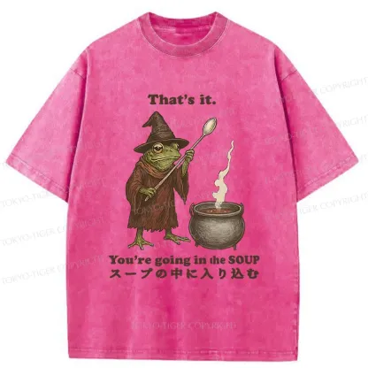 Tokyo-Tiger Funny Frog Soup Washed T-Shirt