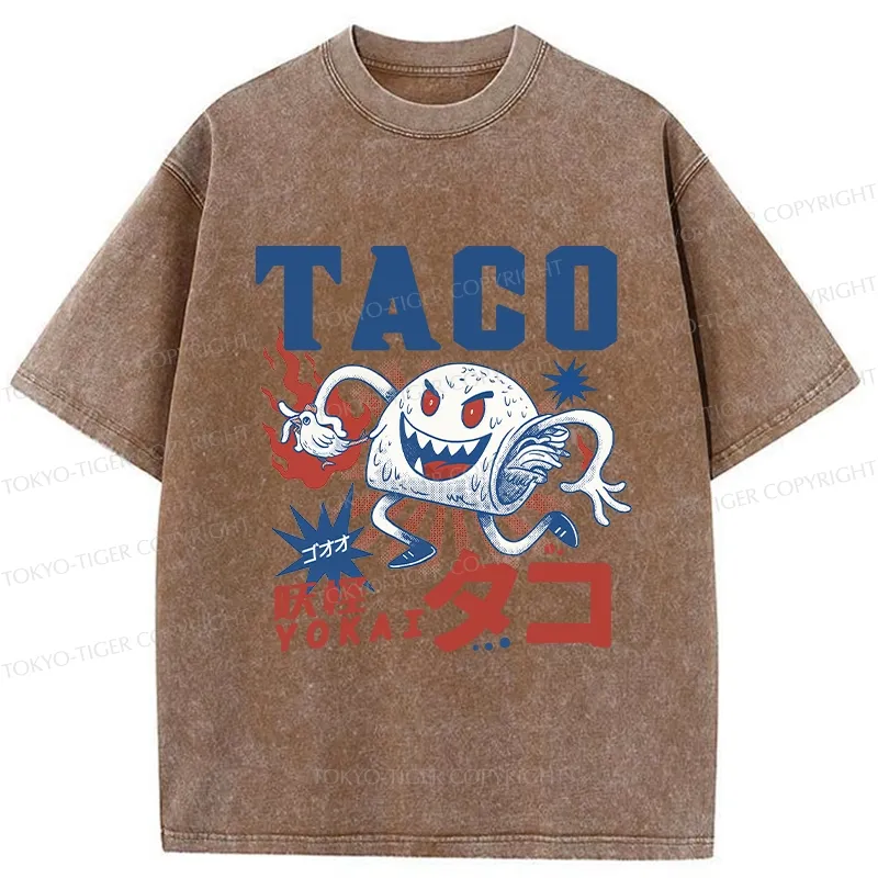 Tokyo-Tiger Japanese Taco Yokai Washed T-Shirt