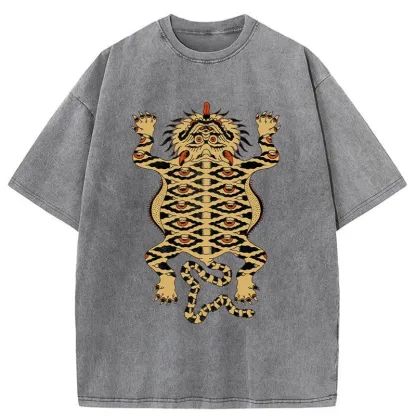 Tokyo-Tiger Mighty Tiger Woodcut Washed T-Shirt