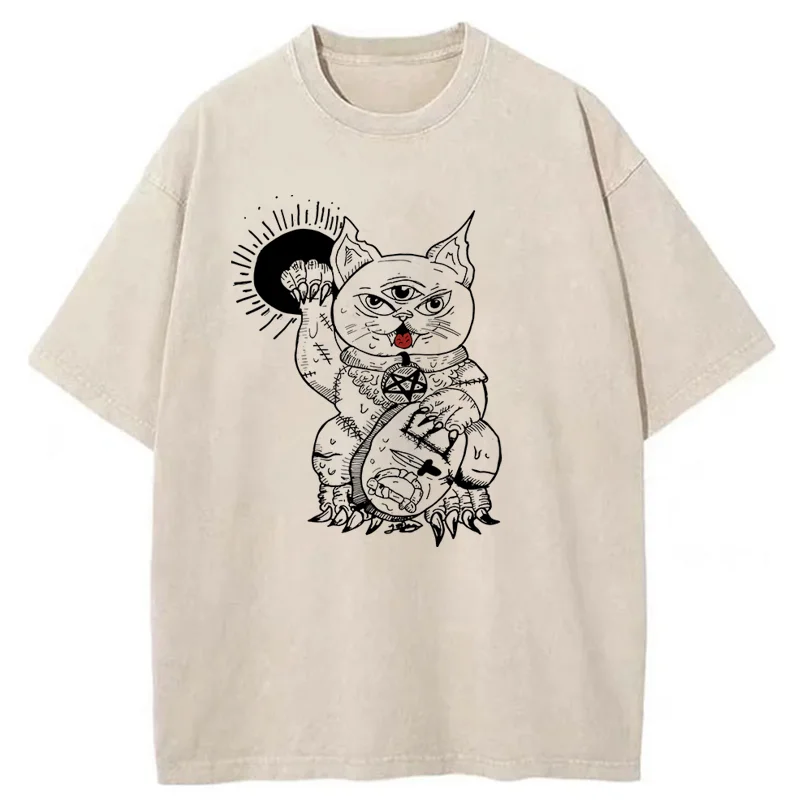 Tokyo-Tiger Evil Lucky Cat Washed T-Shirt