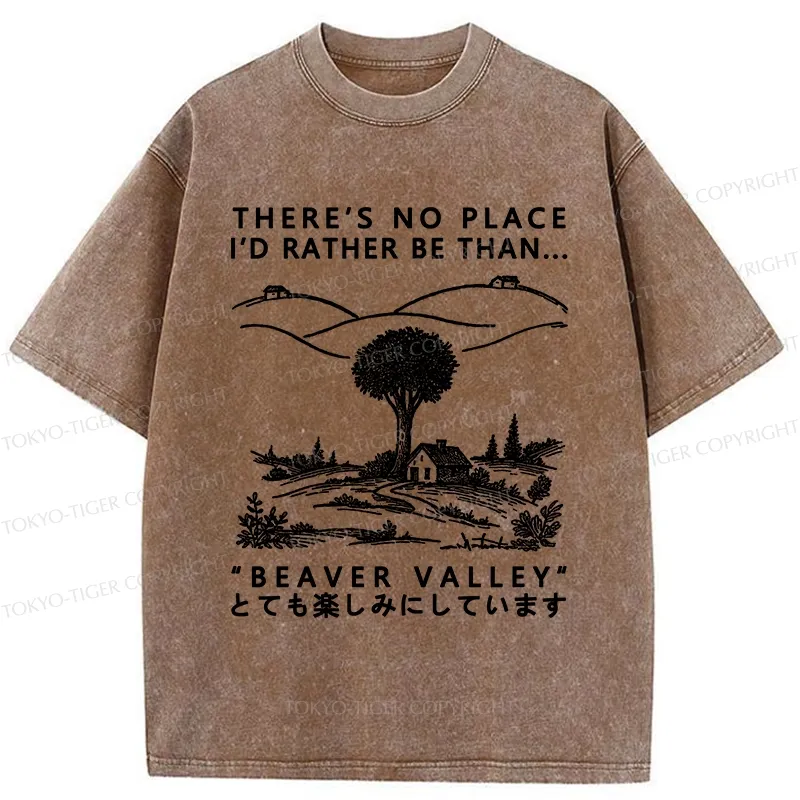 Tokyo-Tiger Beaver Valley Funny Washed T-Shirt