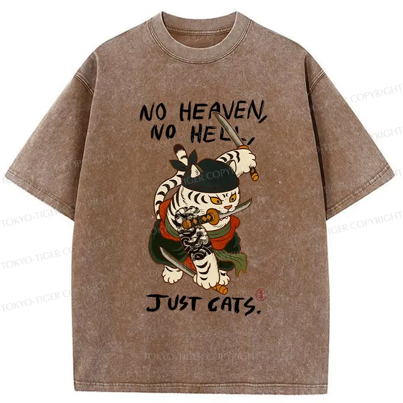 Tokyo-Tiger No Heaven No Hell Just Cats Washed T-Shirt