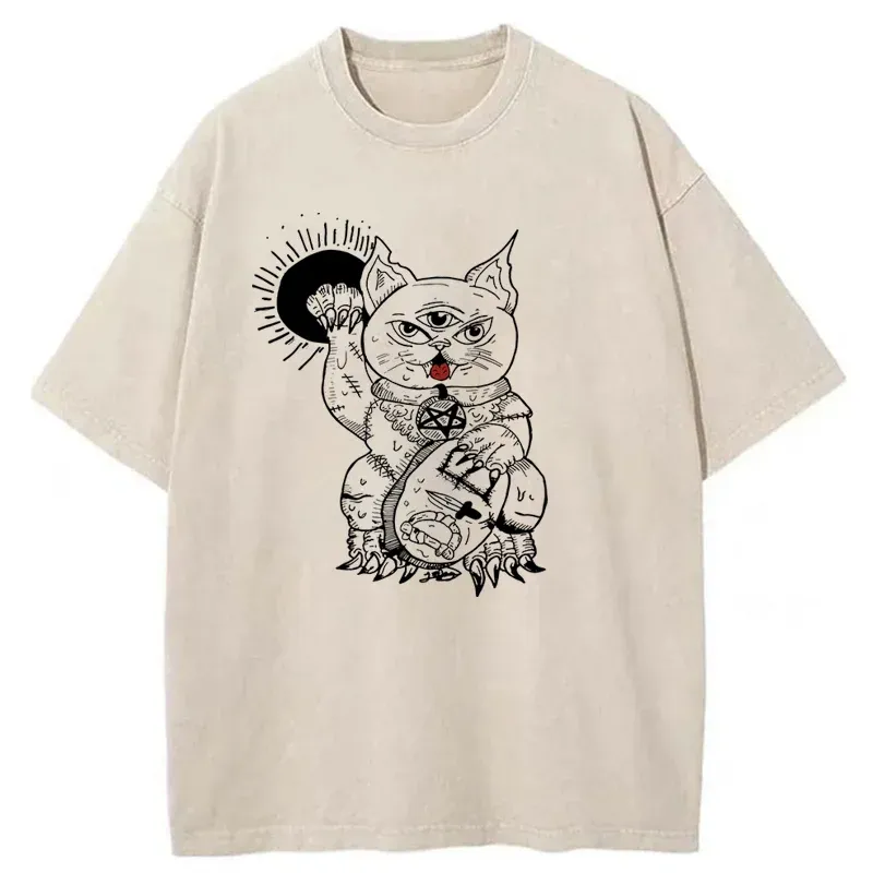 Tokyo-Tiger Evil Lucky Cat Washed T-Shirt