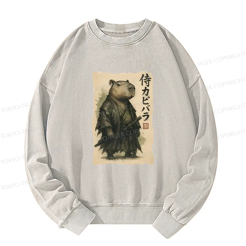 Tokyo-Tiger Capybara Samurai Washed Sweatshirt