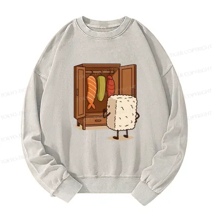 Tokyo-Tiger Sushi Pick Out Clothes Washed Sweatshirt