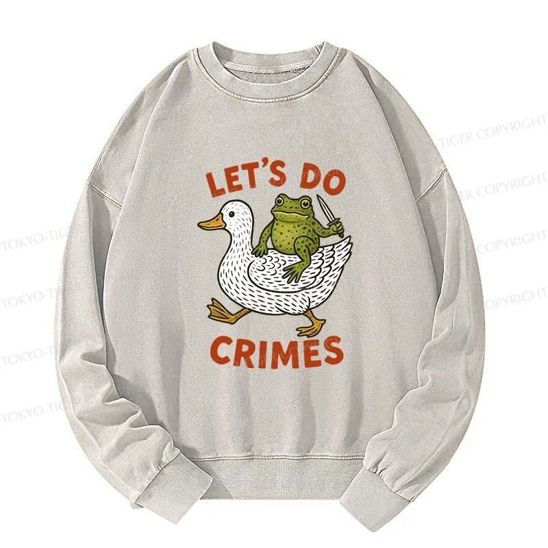 Tokyo-Tiger Frog Ready To Commit Crime Washed Sweatshirt