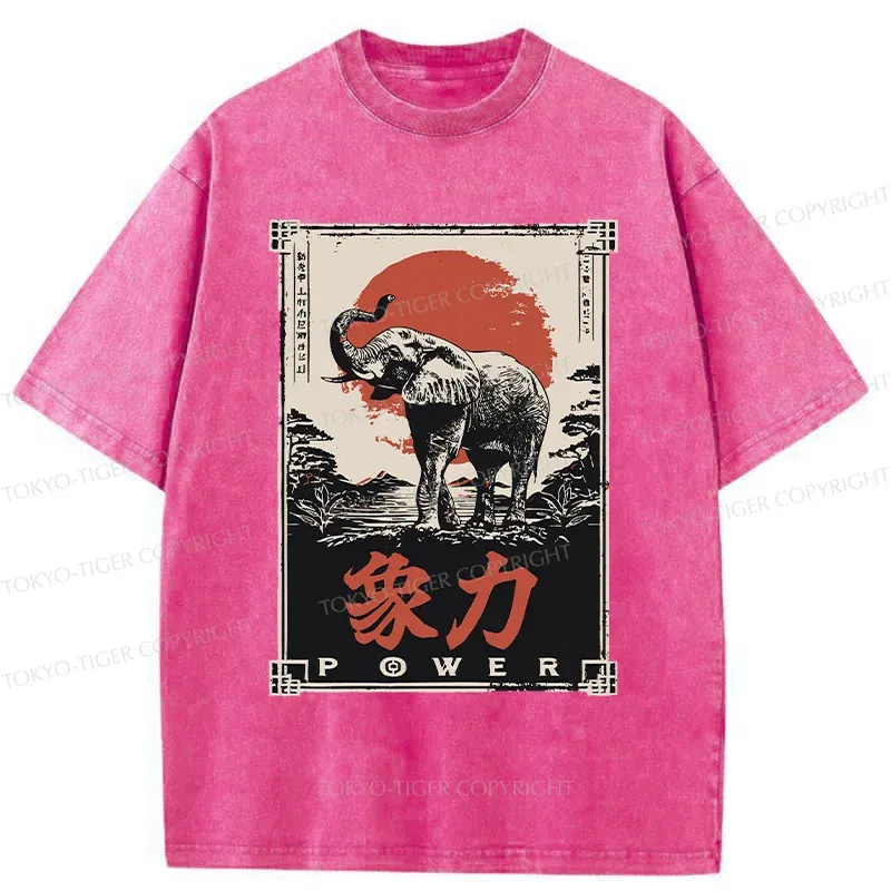 Tokyo-Tiger Japanese Elephant Washed T-Shirt