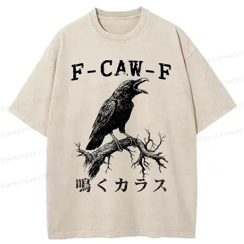 Tokyo-Tiger Funny Crow Call Washed T-Shirt