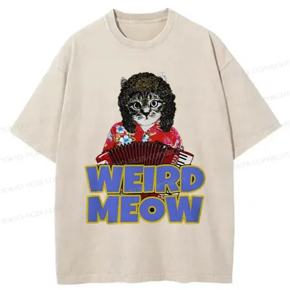 Tokyo-Tiger Rock Cat Funny Washed T-Shirt