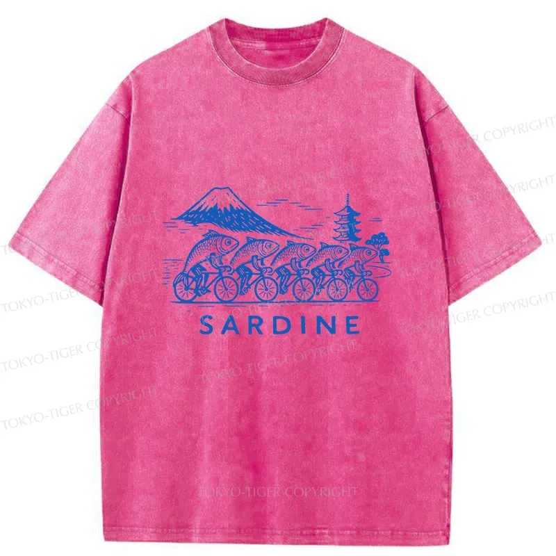 Tokyo-Tiger Sardines Bike Race Washed T-Shirt