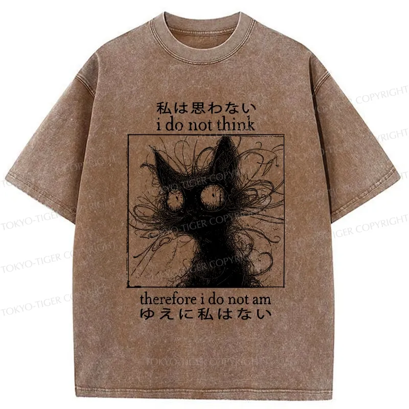 Tokyo-Tiger The Philosophy Of Cat Washed T-Shirt