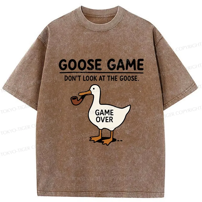 Tokyo-Tiger Funny Goose Game Washed T-Shirt