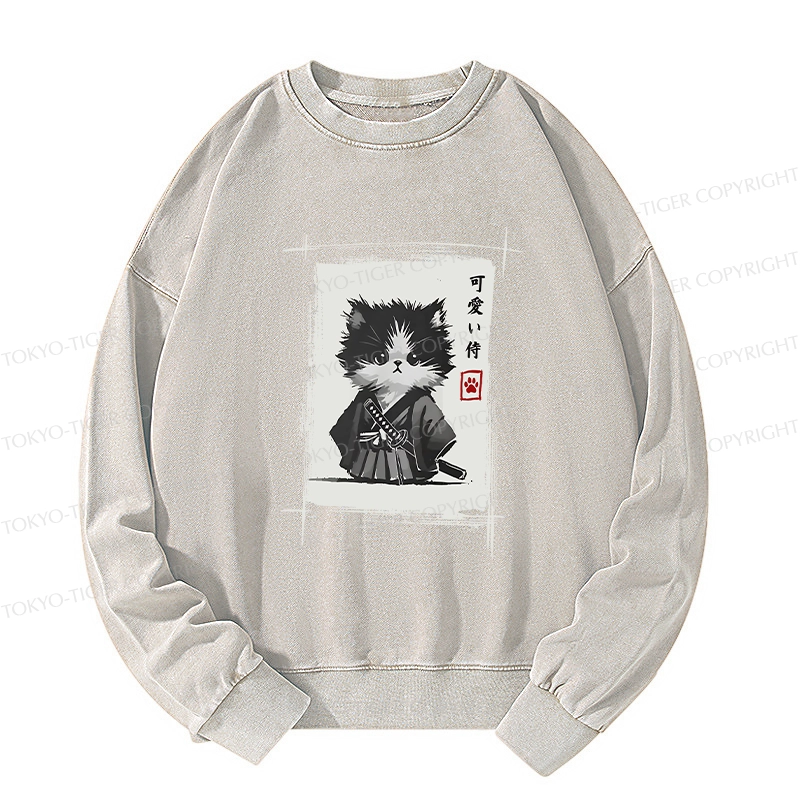 Tokyo-Tiger Kitten Samurai Washed Sweatshirt