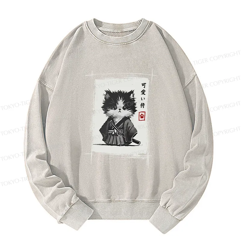 Tokyo-Tiger Kitten Samurai Washed Sweatshirt
