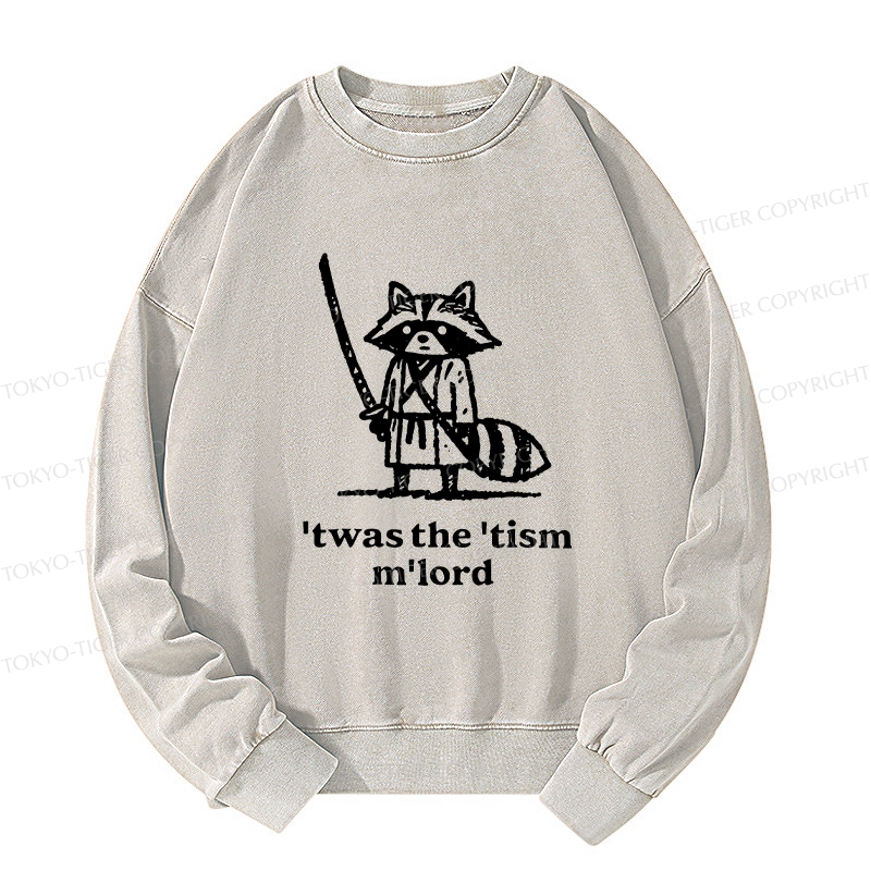 Tokyo-Tiger Focused Samurai Raccoon Washed Sweatshirt