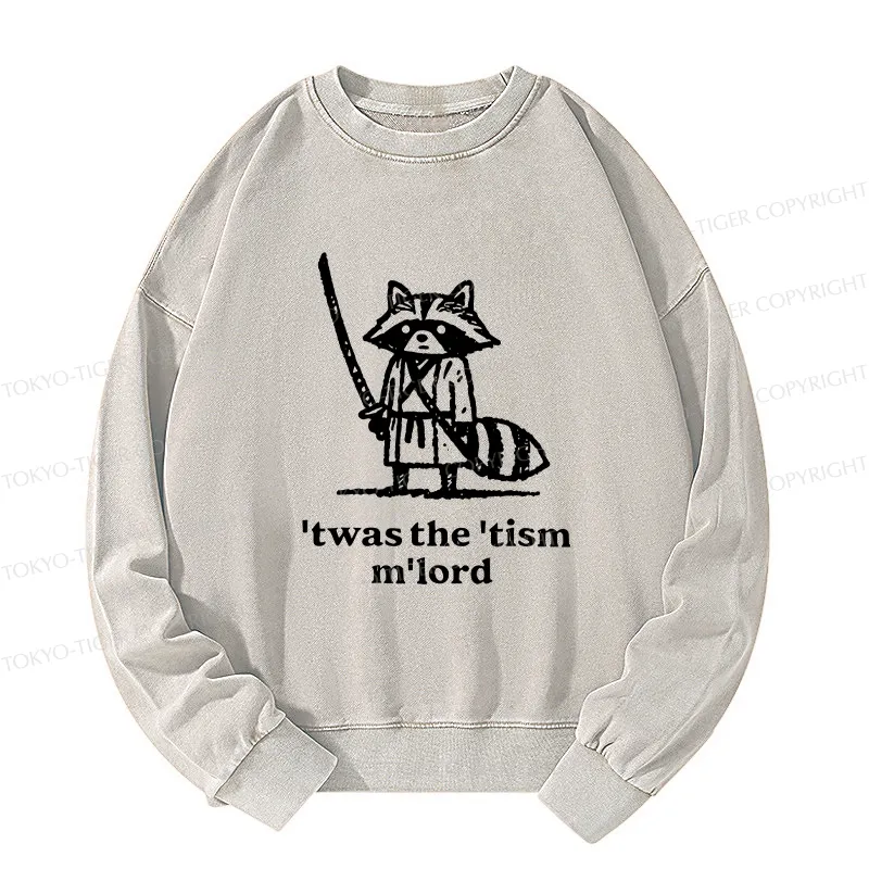 Tokyo-Tiger Focused Samurai Raccoon Washed Sweatshirt