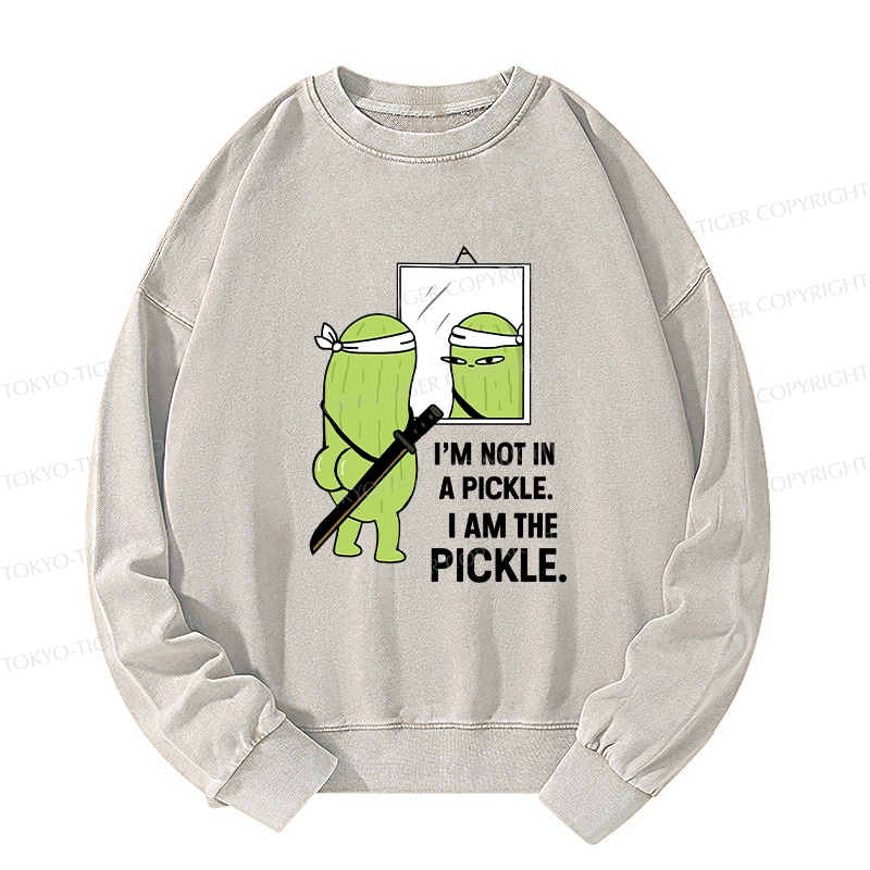 Tokyo-Tiger Funny I Am The Pickle Washed Sweatshirt