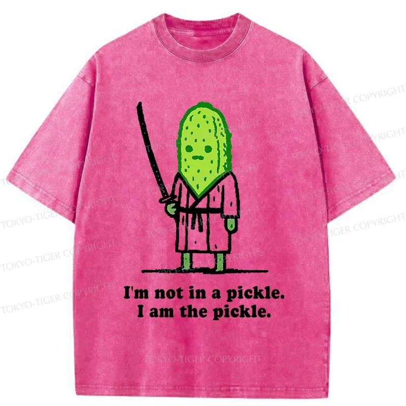 Tokyo-Tiger Funny Cucumber Samurai Washed T-Shirt