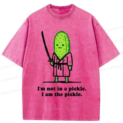 Tokyo-Tiger Funny Cucumber Samurai Washed T-Shirt