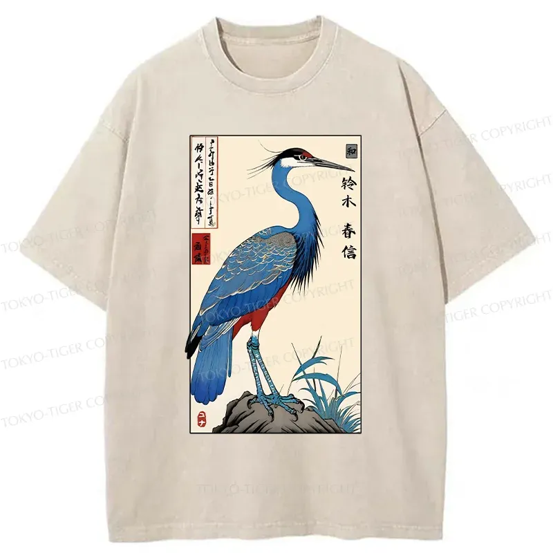 Tokyo-Tiger Colorful Crane Washed T-Shirt