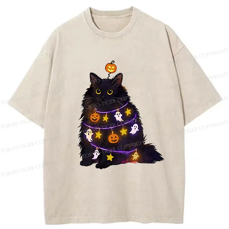 Tokyo-Tiger Halloween Cat Washed T-Shirt