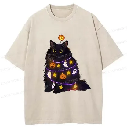 Tokyo-Tiger Halloween Cat Washed T-Shirt