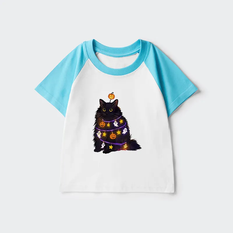 Tokyo-Tiger Halloween Cat Kids Raglan T-shirt