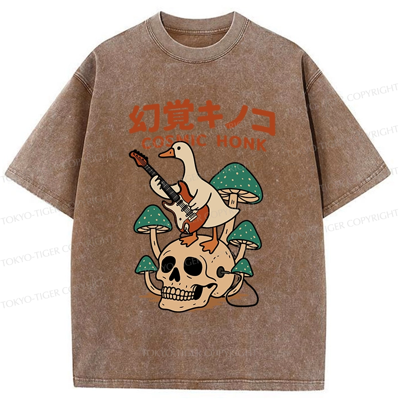 Tokyo-Tiger Hallucinogenic Mushrooms Cosmic Honk Washed T-Shirt