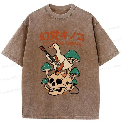 Tokyo-Tiger Hallucinogenic Mushrooms Cosmic Honk Washed T-Shirt