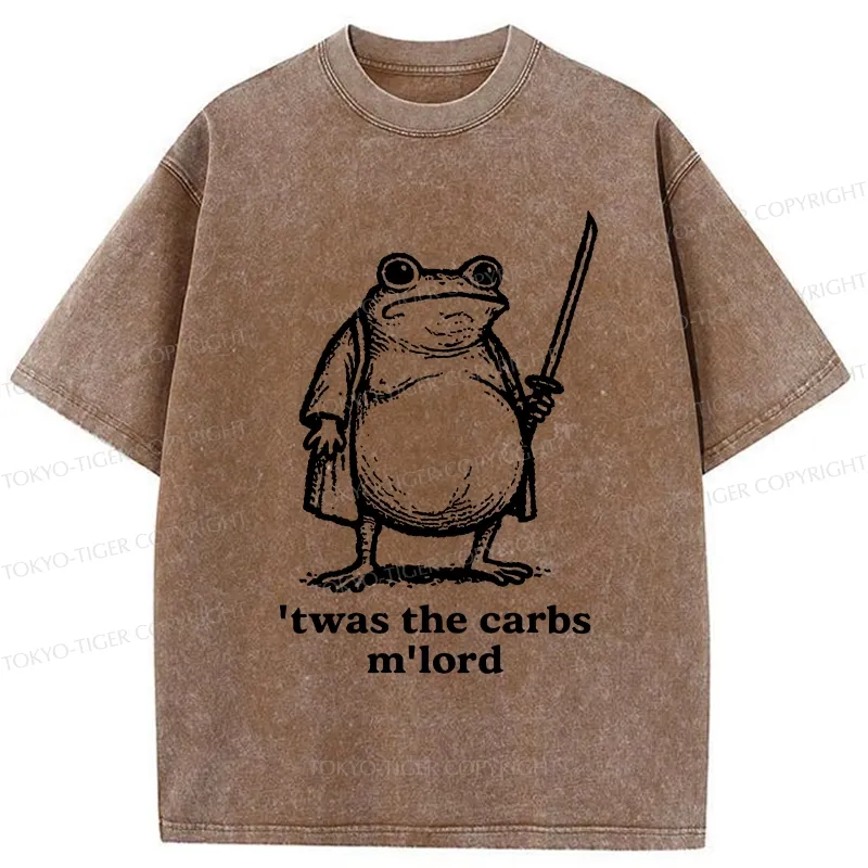 Tokyo-Tiger Funny Fat Samurai Frog Washed T-Shirt