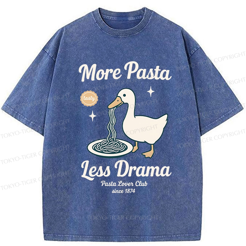 Tokyo-Tiger More Pasta Less Drama Washed T-Shirt