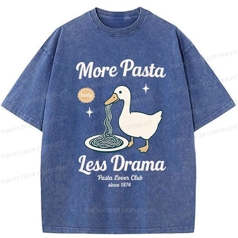 Tokyo-Tiger More Pasta Less Drama Washed T-Shirt
