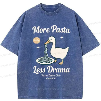 Tokyo-Tiger More Pasta Less Drama Washed T-Shirt