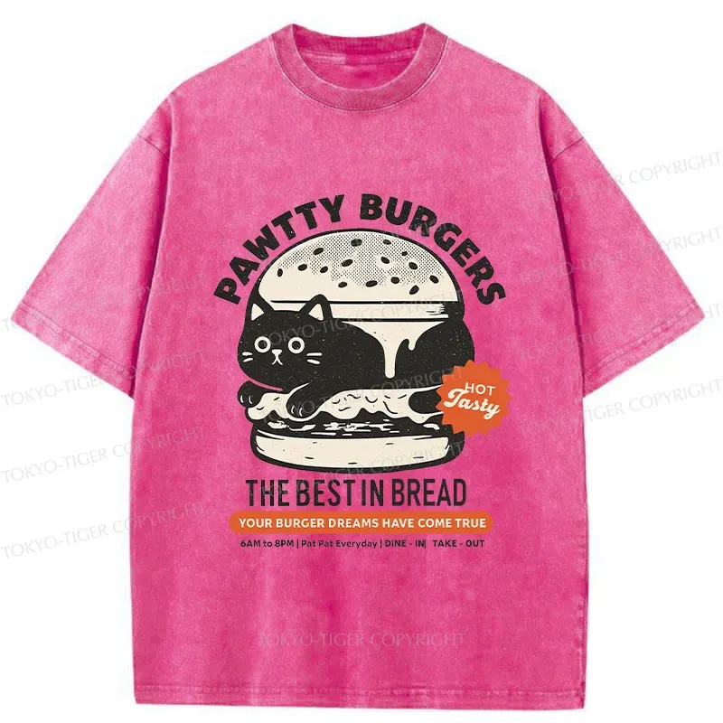 Tokyo-Tiger Cat Burger Washed T-Shirt